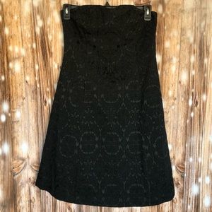 Robin Jordan Classic Black Brocade Strapless A-line Cocktail Dress